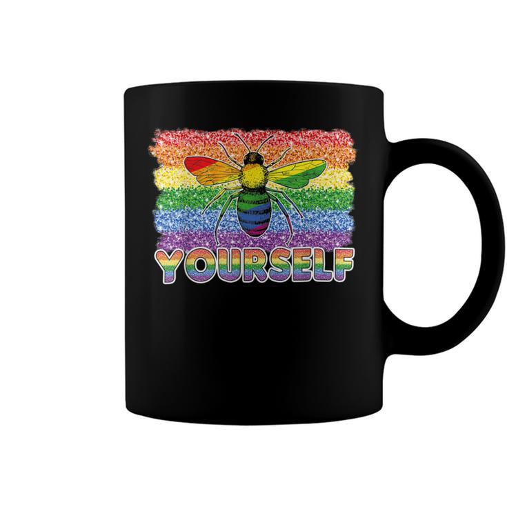 Bee Bee Bee Yourself Butterfly Gay Pride Lgbtq Funny Rainbow Bee Coffee Mug