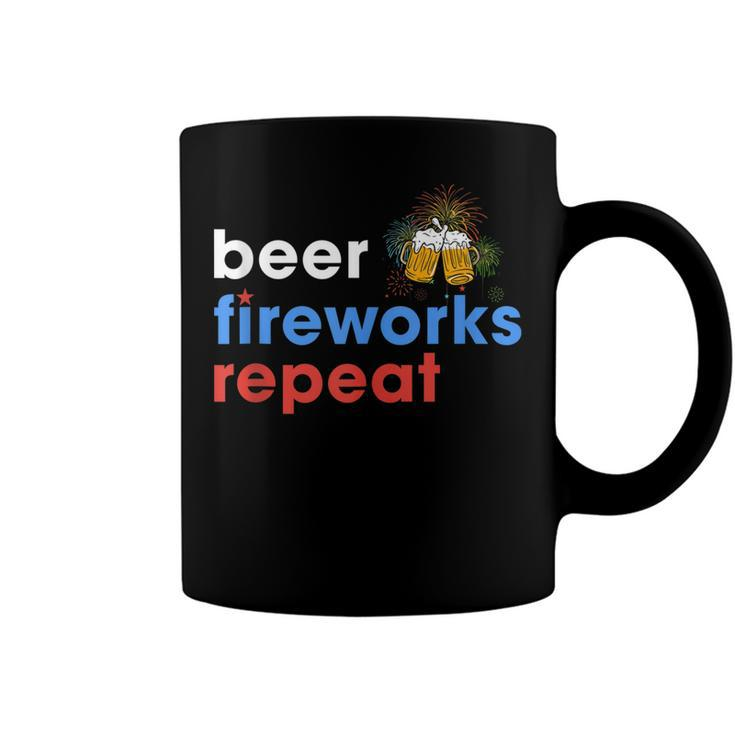 Beer Fireworks Repeat Funny 4Th Of July Beer Lovers Gifts  Coffee Mug