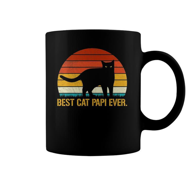 Best Cat Papi Ever Vintage Retro Cat Lover Xmas Fathers Day Coffee Mug