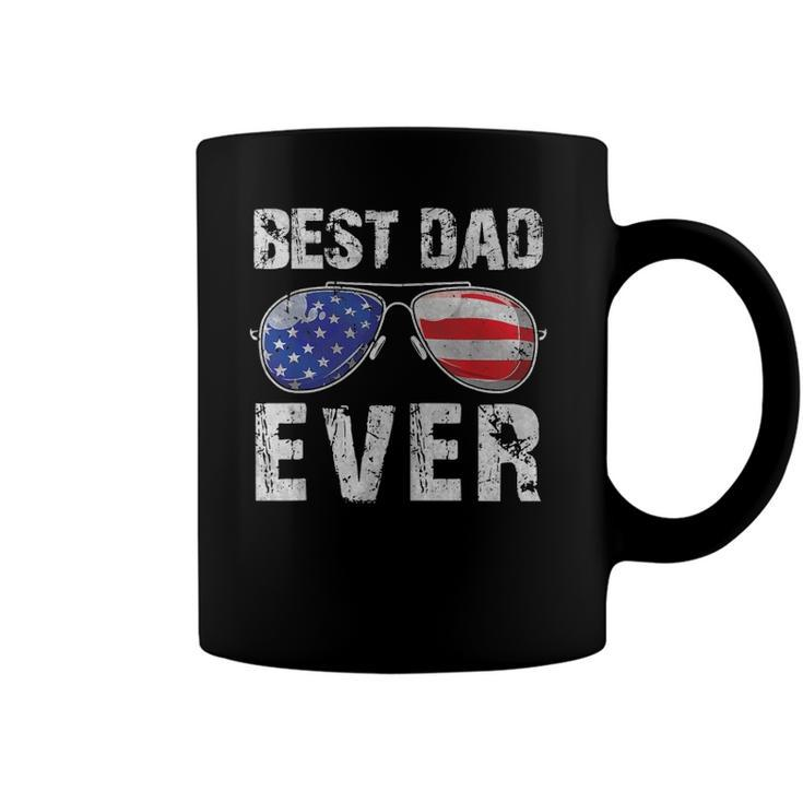 Best Dad Ever With Us American Flag Sunglasses Family Coffee Mug