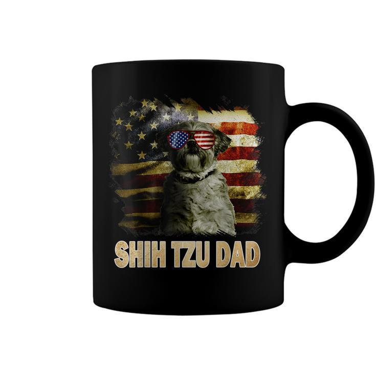 Best Shih Tzu Dad Ever American Flag 4Th Of July Dog Lover  Coffee Mug