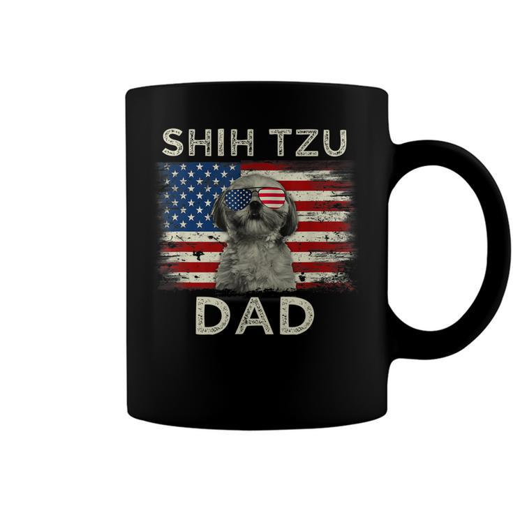 Best Shih Tzu Dad Ever American Flag 4Th Of July Father Day Coffee Mug