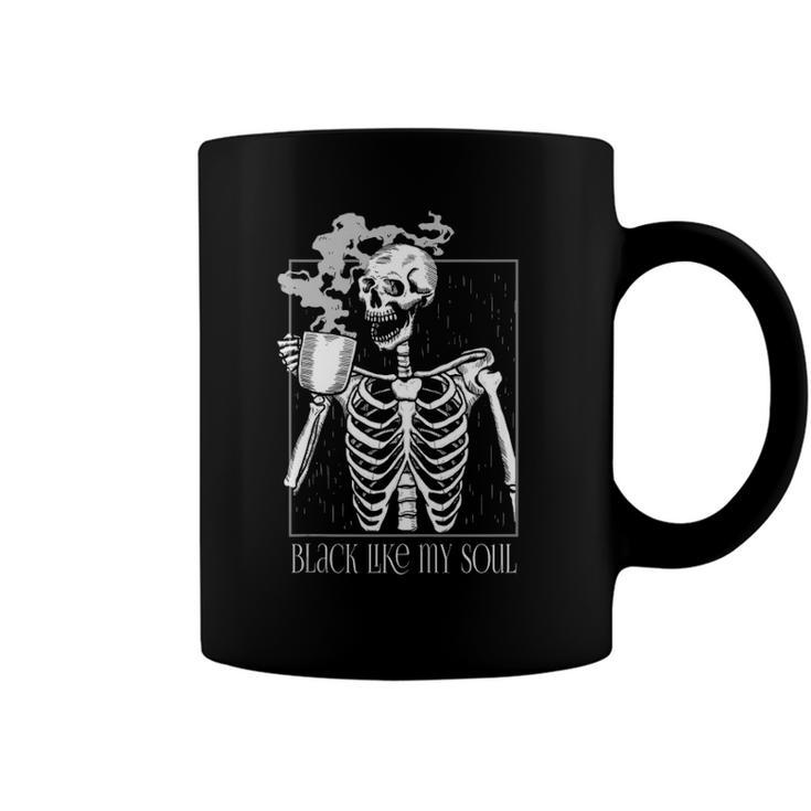 Black Coffee Like My Soul Skeleton Funny Java Or Die  Coffee Mug