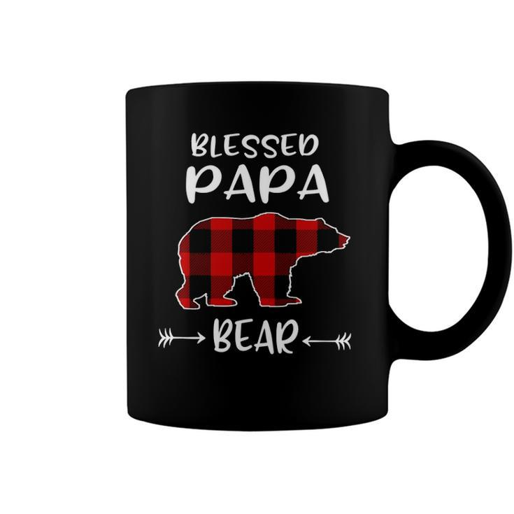 Blessed Papa Bear Buffalo Plaid Bear  For Papa Coffee Mug