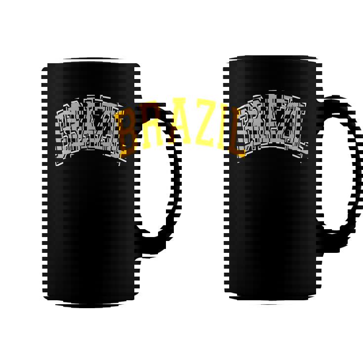 Brazil Varsity Style Amber Text Coffee Mug