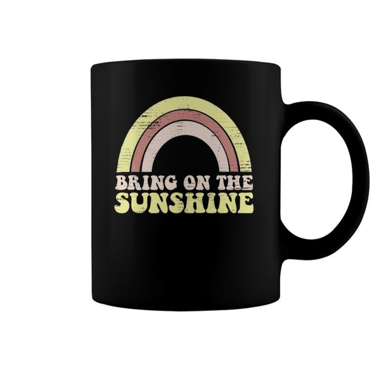 Bring On The Sunshine Distressed Graphic Tee Women Rainbow Coffee Mug