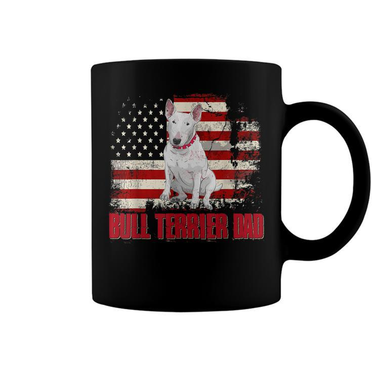 Bull Terrier Dad American Flag 4Th Of July Dog Lovers  Coffee Mug