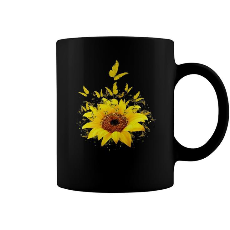 Butterflies Sunflower Smoke Coffee Mug