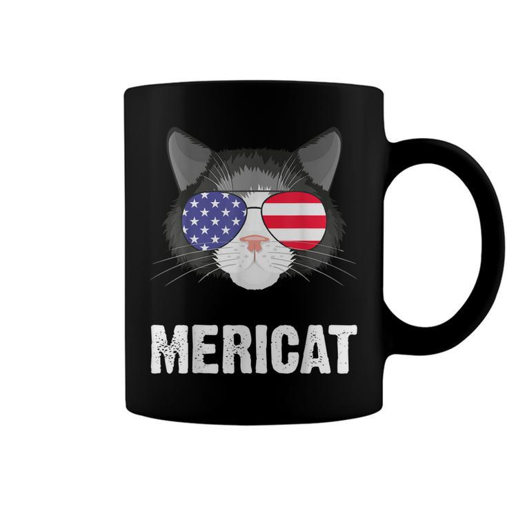 Cat American Flag Independence Day Mericat 4Th Of July  Coffee Mug