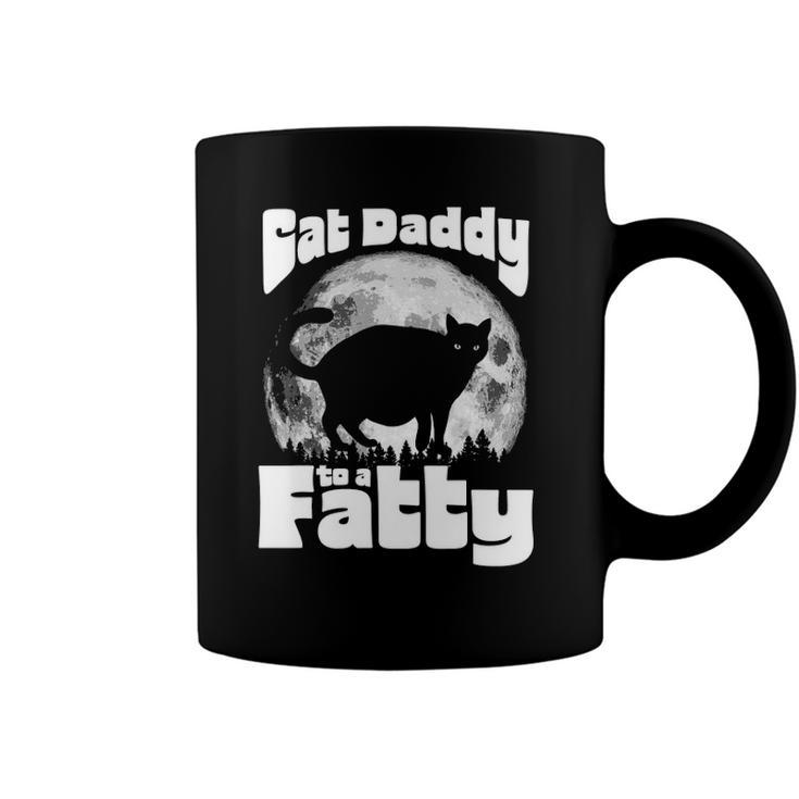 Cat Daddy To A Fatty Funny Vintage Full Moon & Chonk Dad Coffee Mug