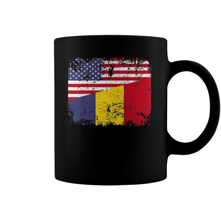 Chadian Roots Half American Flag Usa Chad Flag Coffee Mug