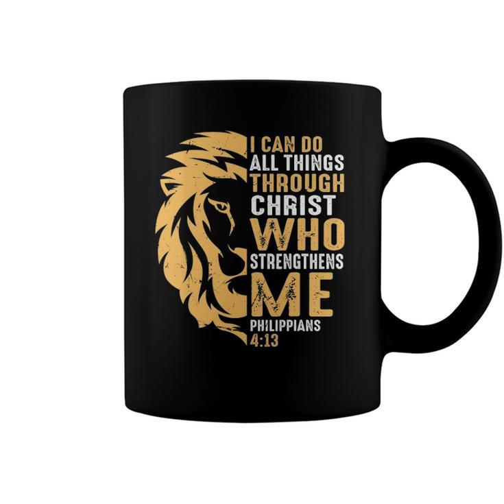 Christian I Can Do All Things Through Christ Lion Faith Coffee Mug