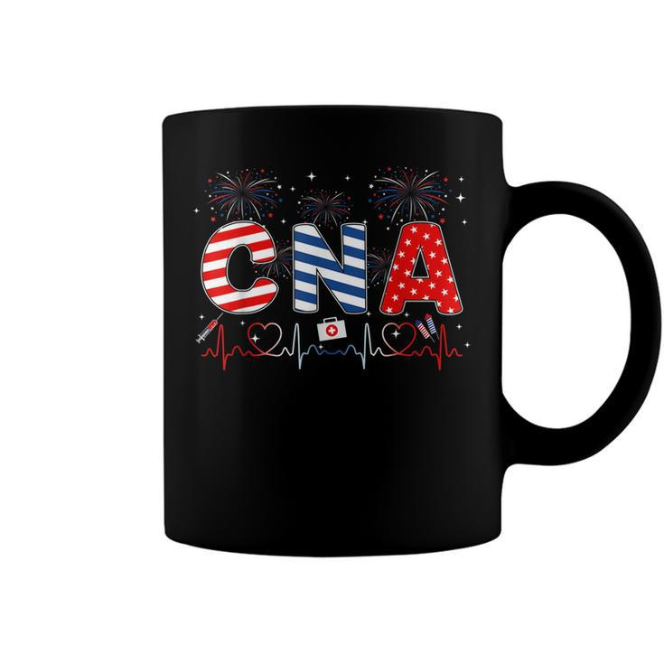 Cna 4Th Of July American Flag Patriotic Usa Stethoscope  Coffee Mug