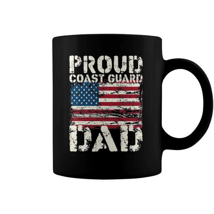 Coast Guard Dad Uscg Distressed Us American Flag Gift Coffee Mug