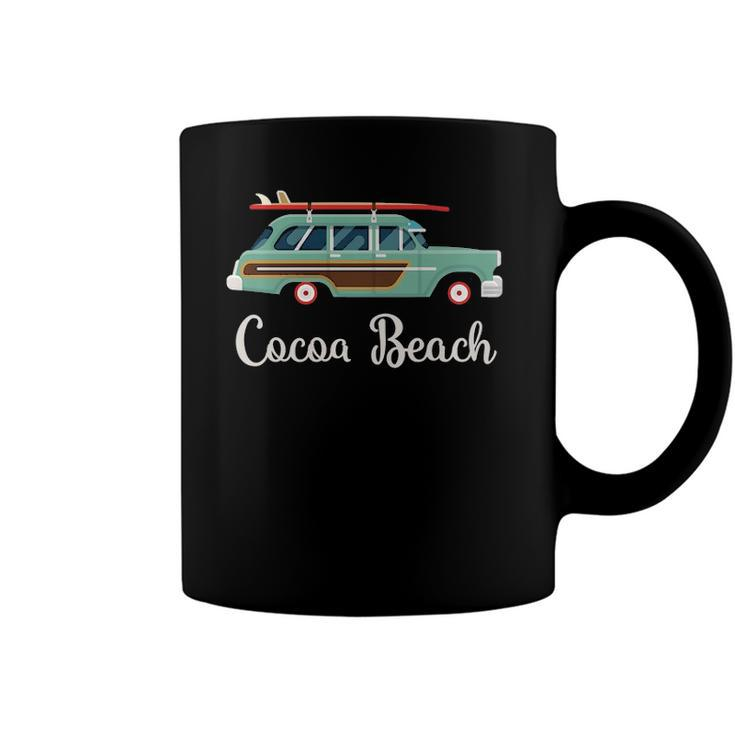Cocoa Beach Fl Retro Surf Wagon Souvenir Graphic Coffee Mug