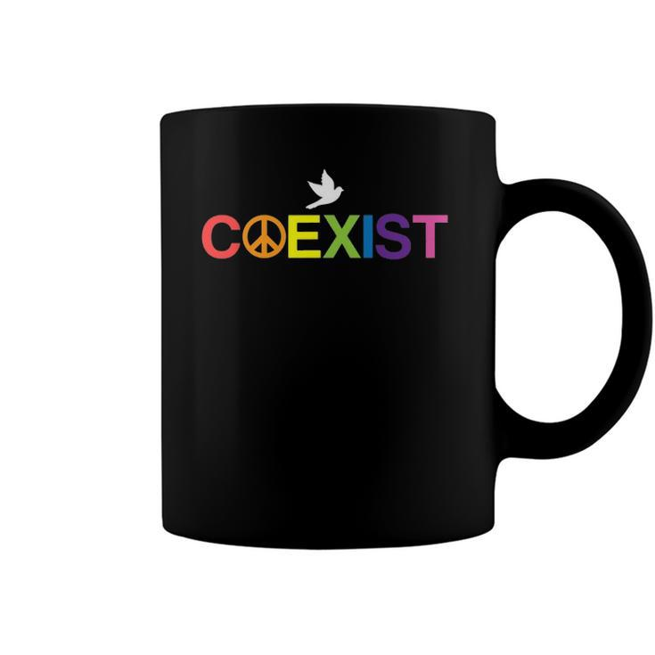 Coexist Equality Dove Freedom Lgbt Pride Rainbow Coffee Mug