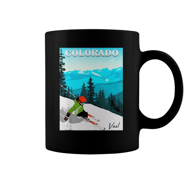 Colorado Vail Mountains Retro Travel Graphic Design  Coffee Mug