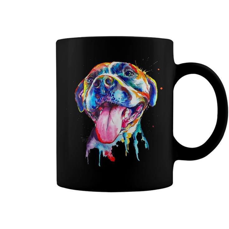 Colorful Pit-Bull Terrier Dog Love-R Dad Mom Boy Girl Funny T-Shirt Coffee Mug