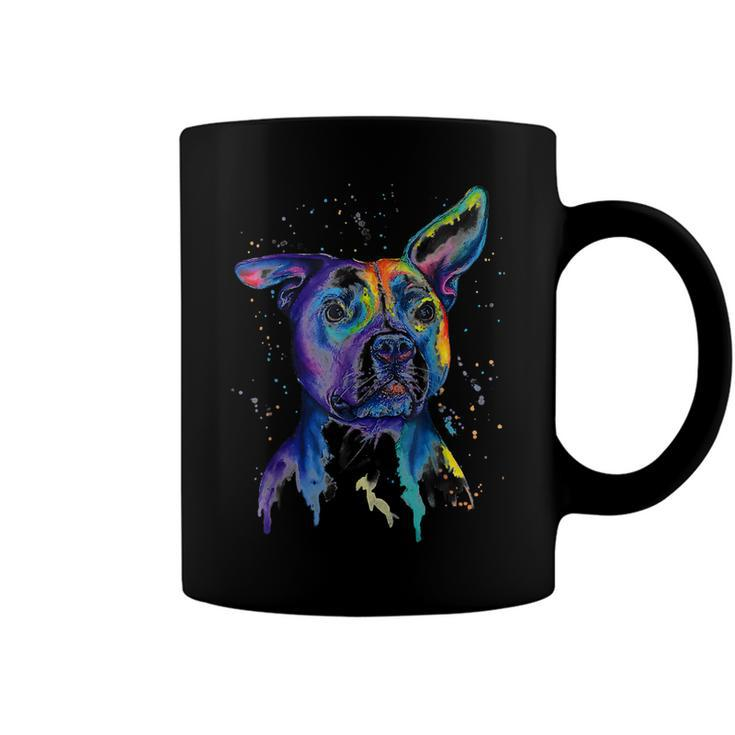 Colorful Pit-Bull Terrier Dog Love-R Dad Mom Boy Girl T-Shirt Coffee Mug