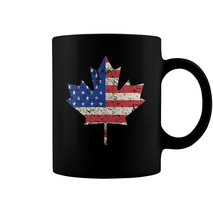 Combined American Canadian Flag Usa Canada Maple Leaf Coffee Mug