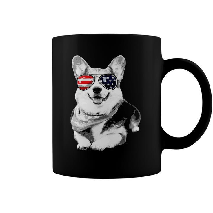 Corgi American Flag Sunglasses4th Of July Corgi Gift Coffee Mug