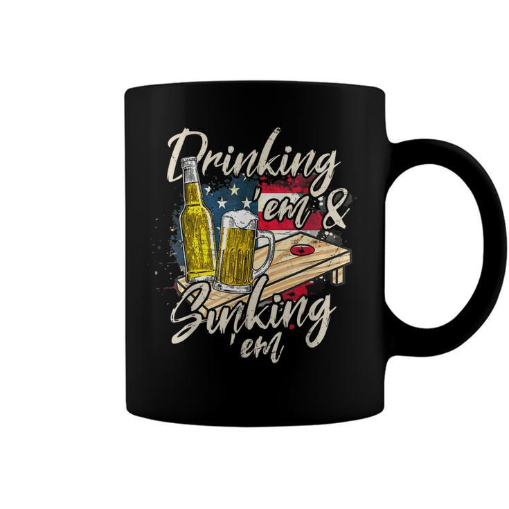 Cornhole Beer Drinking Em Sinking Em 4Th Of July Coffee Mug