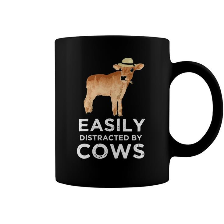 Cow Gifts For Women & Girls Cute Easily Distracted By Cows  Coffee Mug