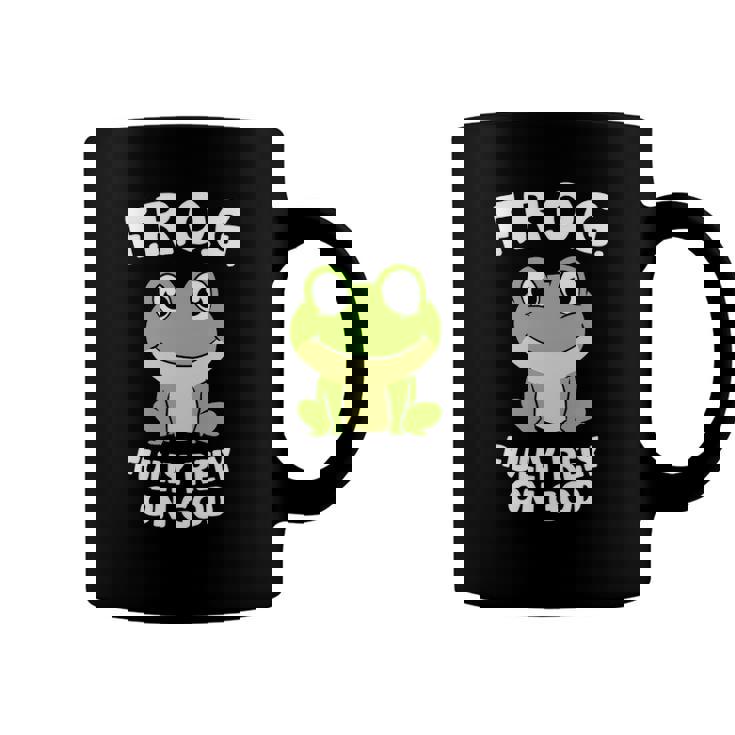 Cute Frog Fully Rely On God Christian Frog  Coffee Mug