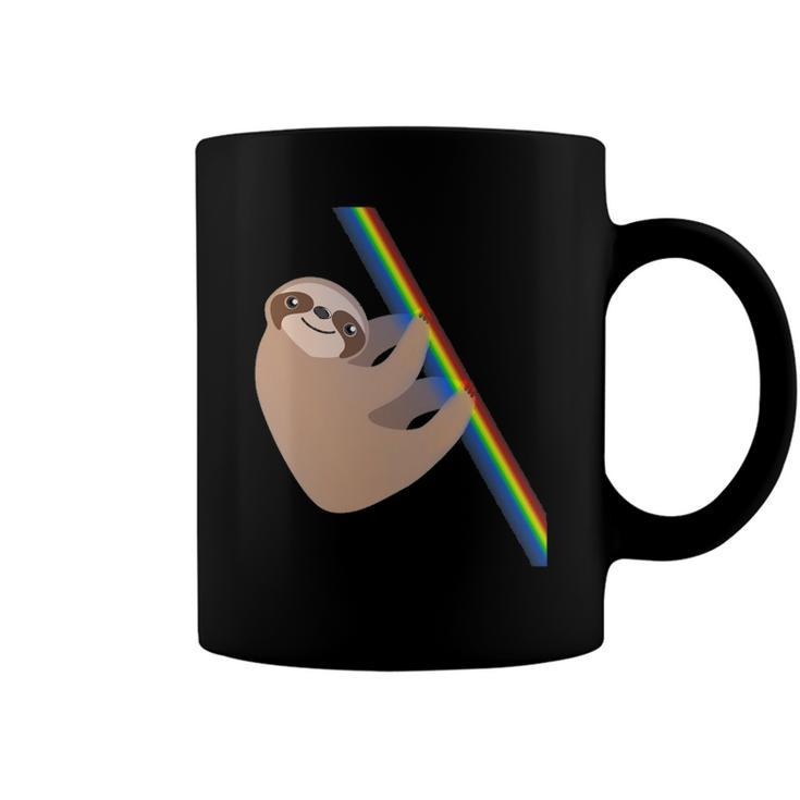 Cute Sloth Design - New Sloth Climbing A Rainbow Coffee Mug