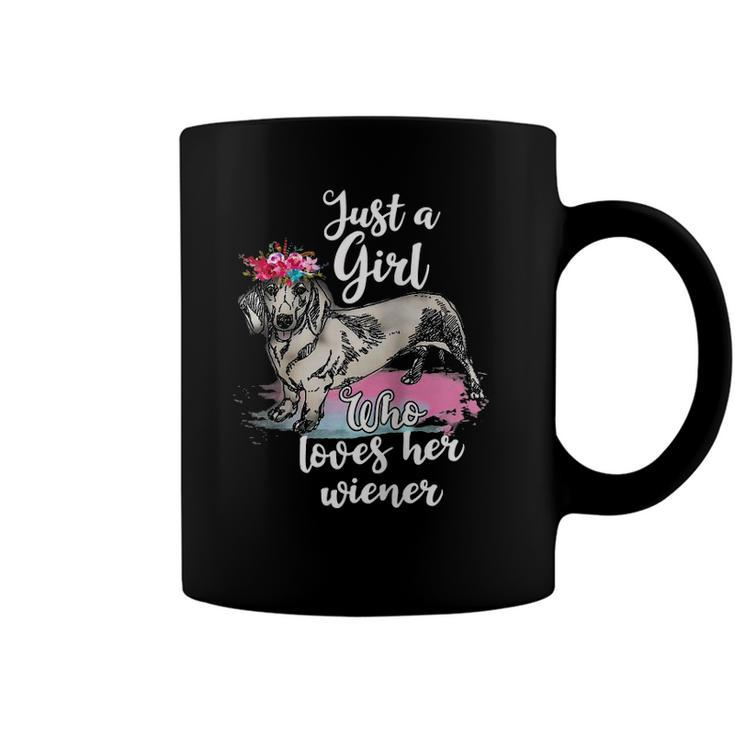 Dachshund Owner Just A Girl Who Loves Her Wiener Dog - Art Raglan Baseball Tee Coffee Mug