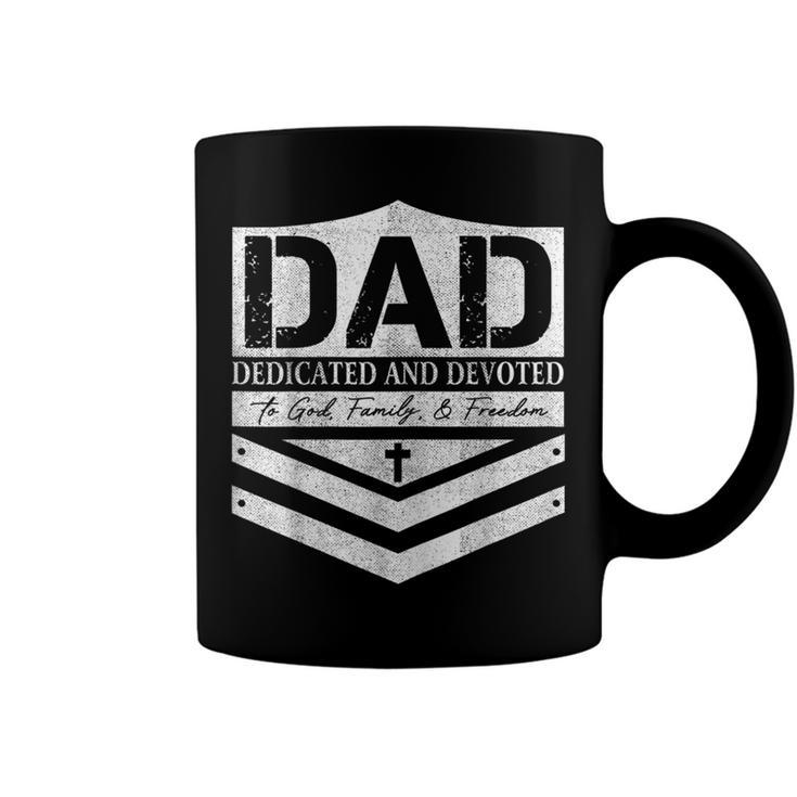 Dad Dedicated And Devoted Happy Fathers Day  Coffee Mug