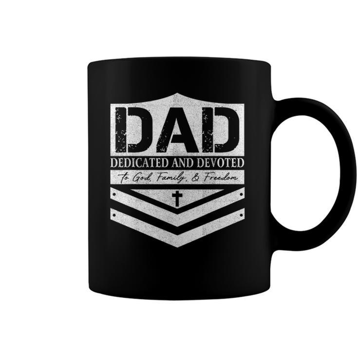 Dad Dedicated And Devoted Happy Fathers Day  For Mens Coffee Mug