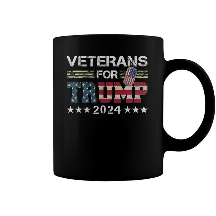 Dad Grandpa Veterans For Trump 2024 American Flag Camo Coffee Mug