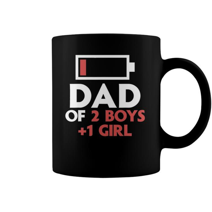 Dad Of 2 Boys & 1 Girl Father Of Two Sons One Daughter Men Coffee Mug