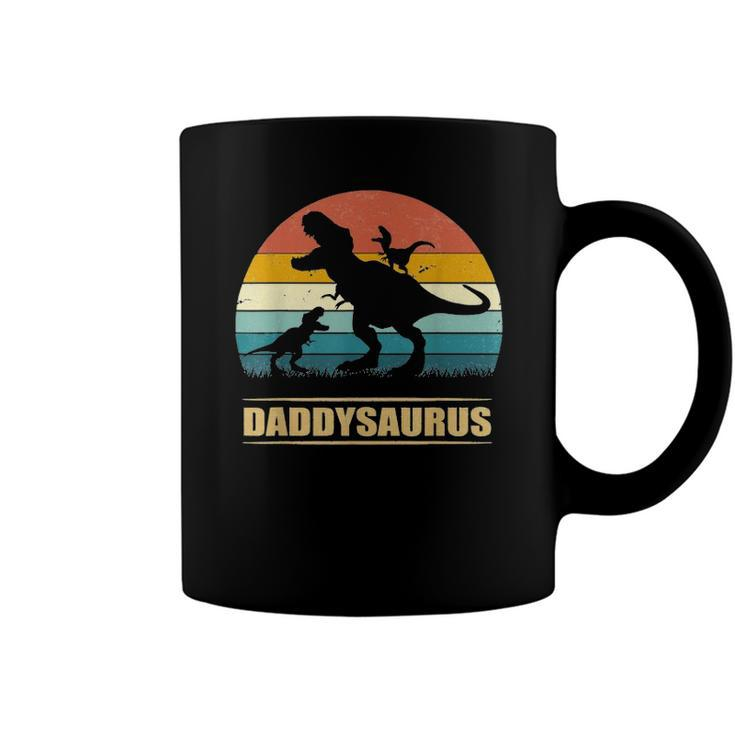 Daddy Dinosaur Daddysaurus 2 Two Kids Gift For Dad Classic Coffee Mug