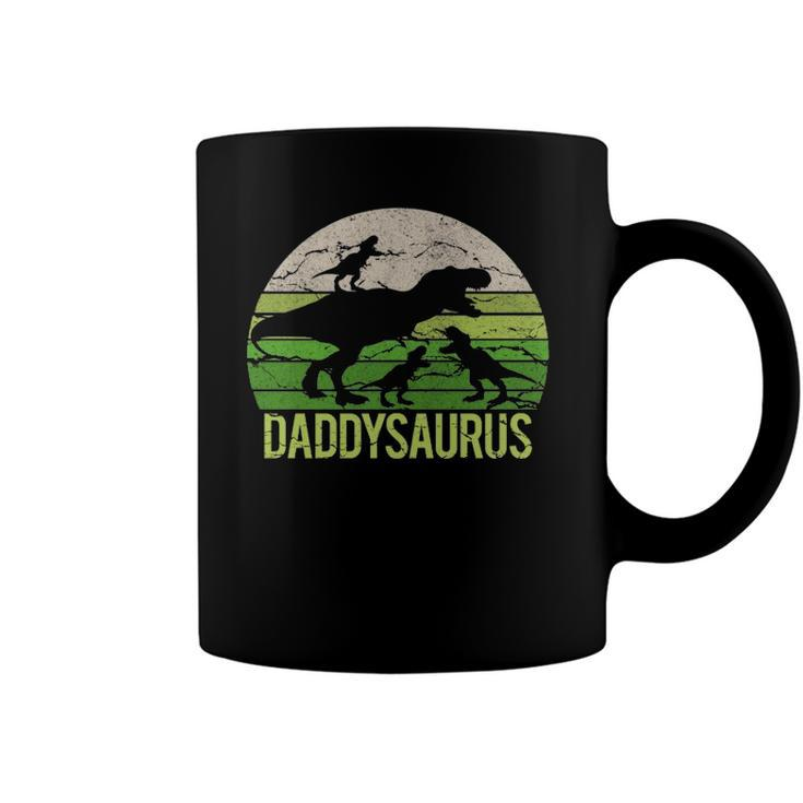 Daddy Dinosaur Daddysaurus 3 Three Kids Gift Dad Christmas Coffee Mug