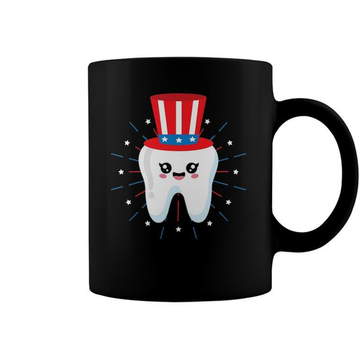 Dental Tooth Uncle Sam Hat 4Th Of July Usa Flag Dentist Gift Coffee Mug