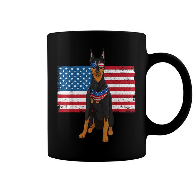 Doberman Dad & Mom American Flag 4Th Of July Usa Funny Dog  Coffee Mug