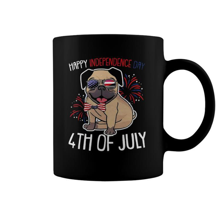 Dog Pug Happy 4Th Of July Usa American Flag Merica Coffee Mug