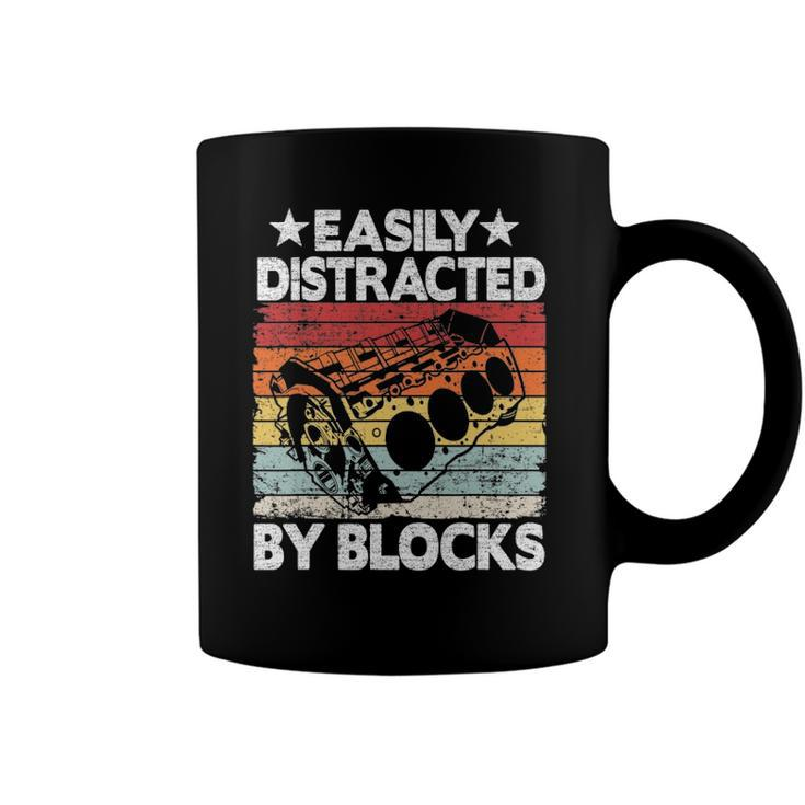 Easily Distracted By Blocks Racing Car Parts Funny Mechanic Coffee Mug