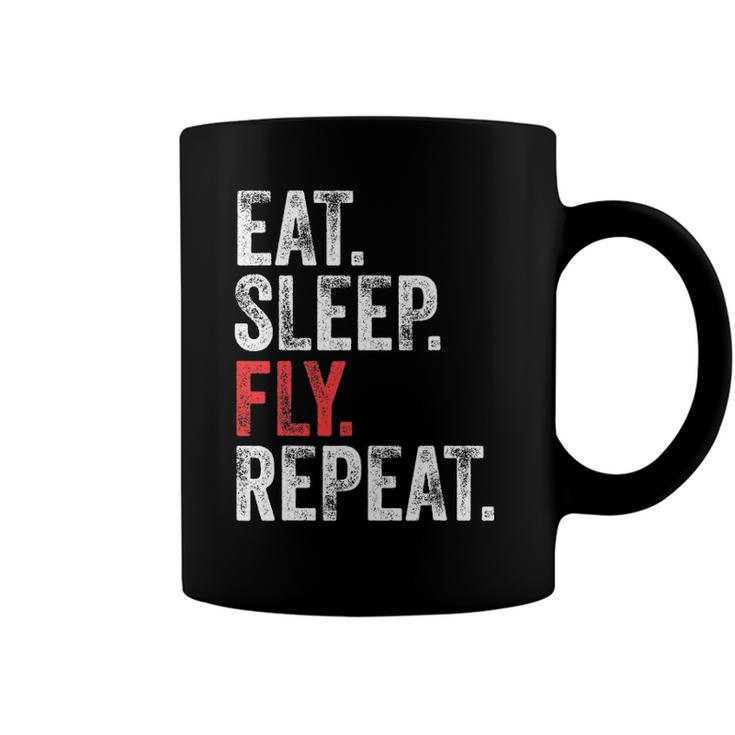 Eat Sleep Fly Repeat Aviation Pilot Funny Vintage Distressed Coffee Mug