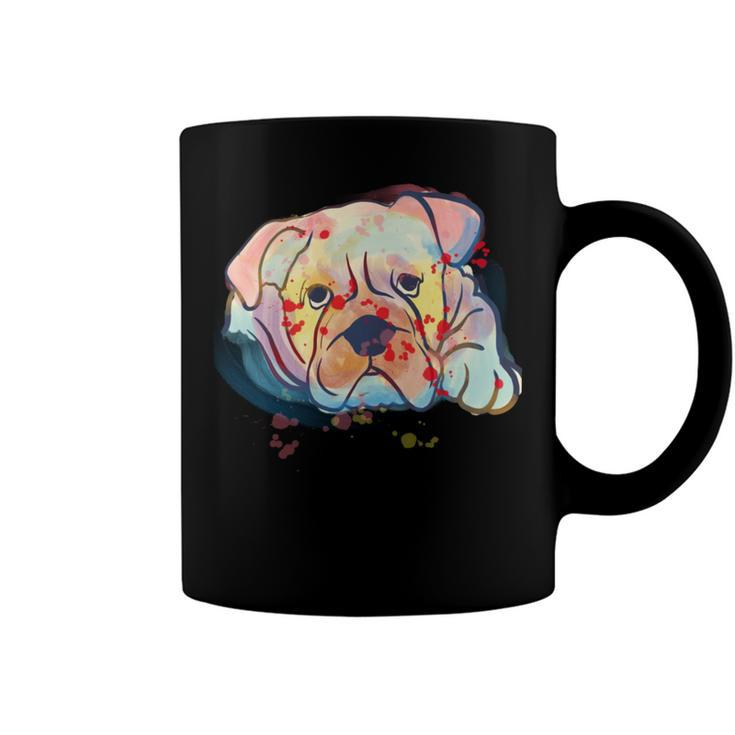 English Bulldog Abstract Watercolor Graphic Design  Coffee Mug