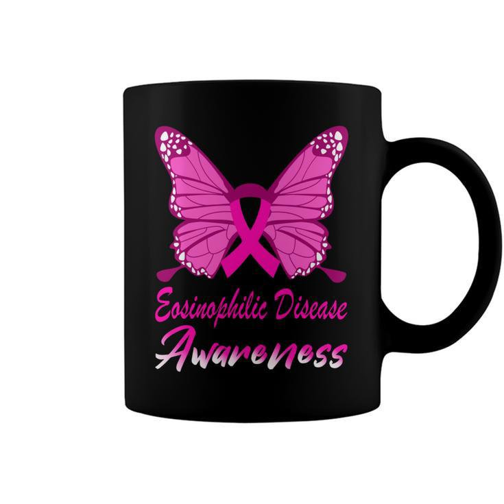 Eosinophilic Disease Awareness Butterfly  Pink Ribbon  Eosinophilic Disease  Eosinophilic Disease Awareness Coffee Mug