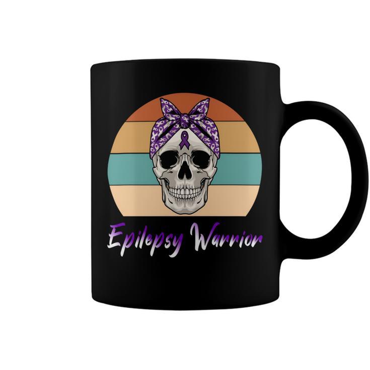 Epilepsy Warrior Skull Women Vintage Purple Ribbon Epilepsy Epilepsy Awareness V2 Coffee Mug