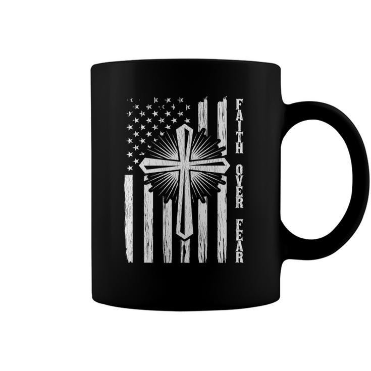 Faith Over Fear American Pride Us Flag Prayer Christian Coffee Mug