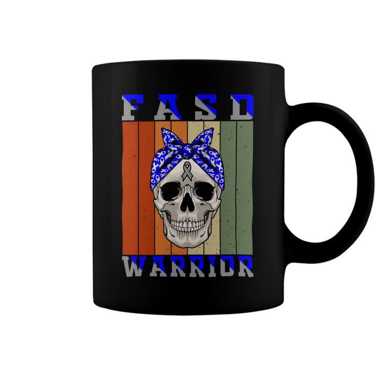 Fasd Warrior  Skull Women Vintage  Blue And Grey Ribbon  Fetal Alcohol Spectrum Disorder  Fetal Alcohol Spectrum Disorder Awareness Coffee Mug