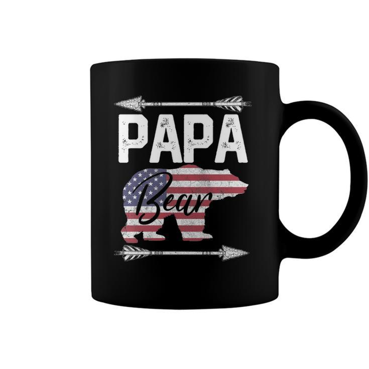 Fathers Day Gift Papa Bear Dad Grandpa Usa Flag July 4Th Coffee Mug