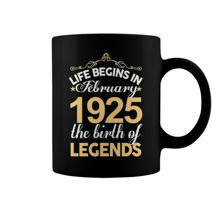February 1925 Birthday   Life Begins In February 1925 V2 Coffee Mug