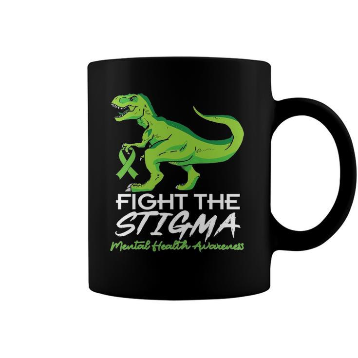 Fight Stigma Mental Health Awareness Lime Green Dinosaur Coffee Mug