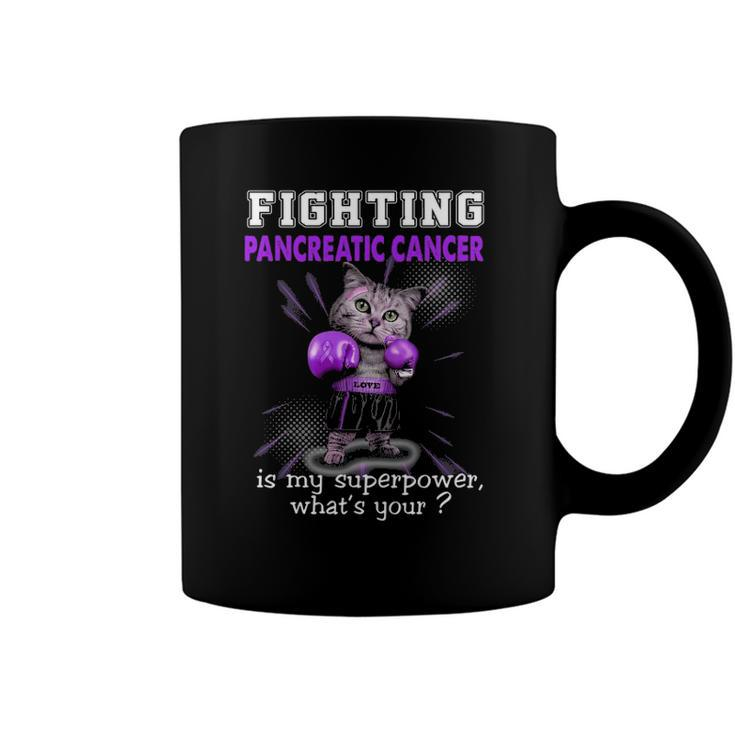Fighting Cat Pancreatic Cancer Awareness Coffee Mug